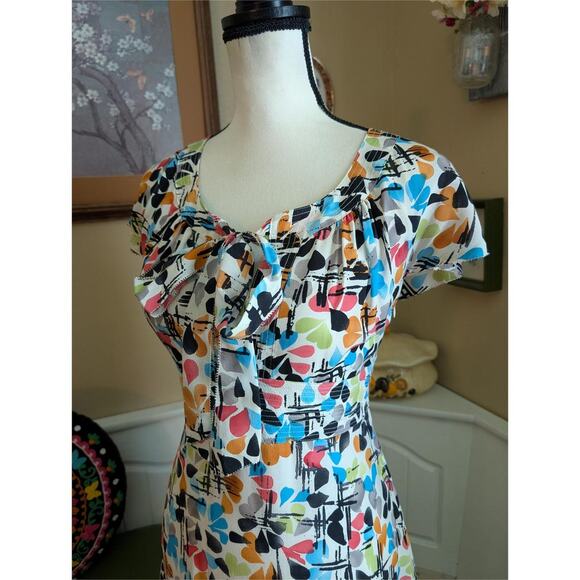 Colorful Print Vertigo Midi with Front Tie - Picture 3 of 6